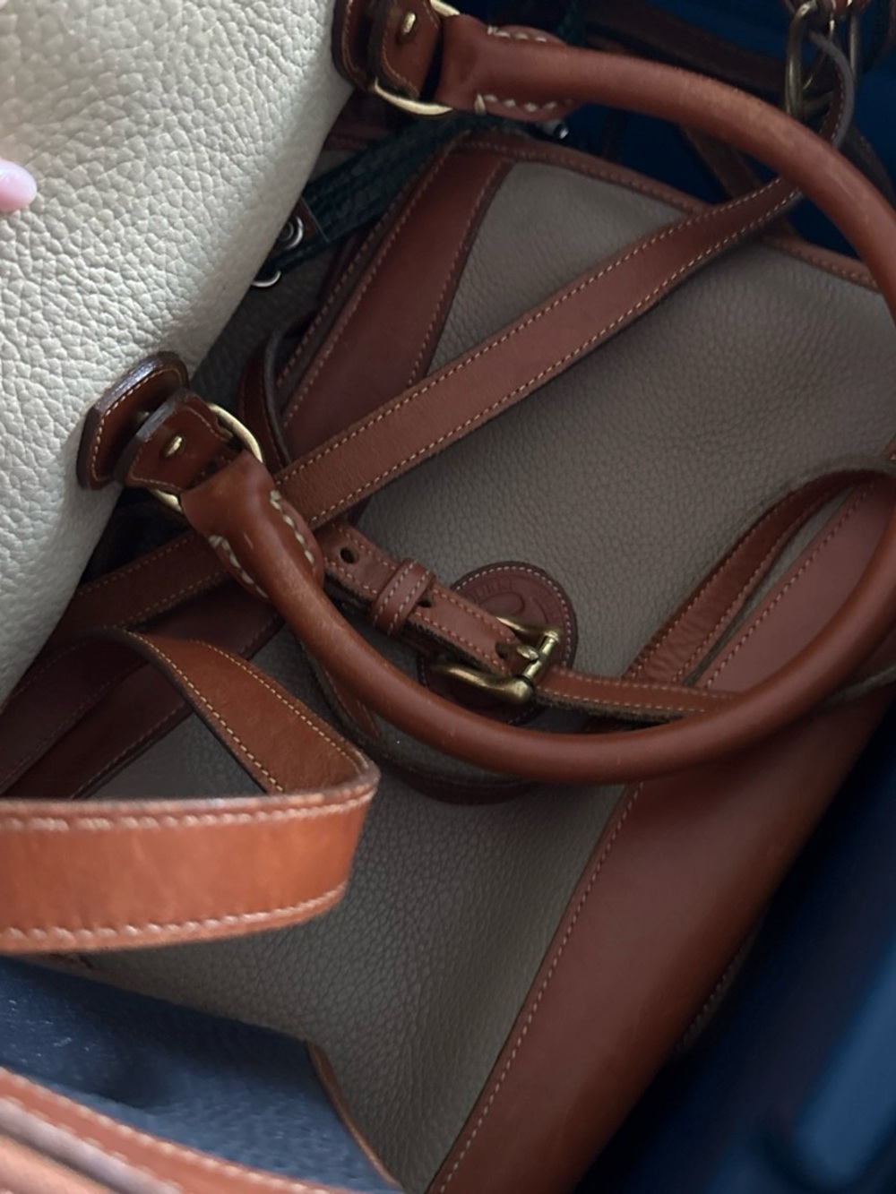 Dooney & Bourke Two-Tone Tan and Cream Leather Tote